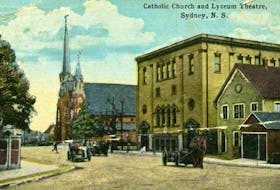 Catholic Church and Lyceum Theatre in Sydney, circa 1920. Note the fourth floor on the original Lyceum building. CONTRIBUTED • 78-902-2652. Beaton Institute, CBU