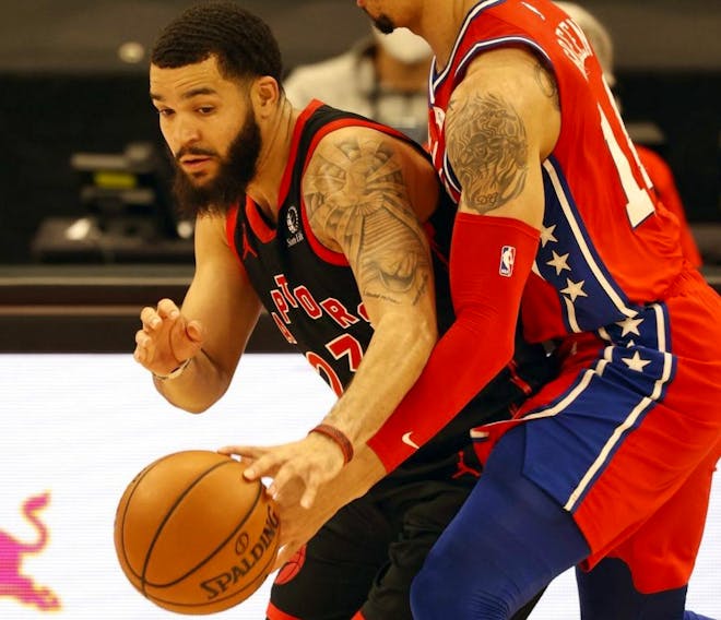 Toronto Raptors guard Fred VanVleet (left) is all-star worthy, but it’s unlikely any Raptor will be at this year’s all-star game due to the team’s poor start.  USA TODAY