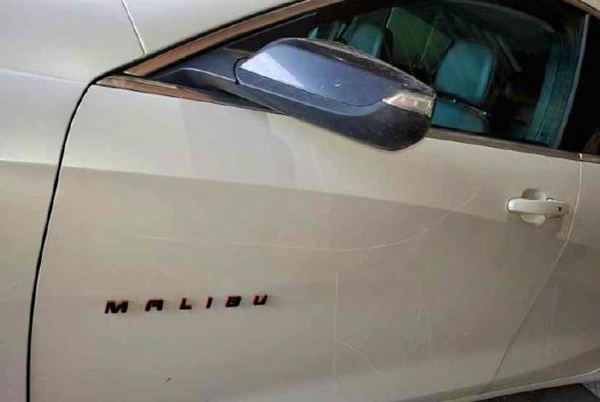 This 2018 Chevrolet Malibu was vandalized in Cape St. George recently.