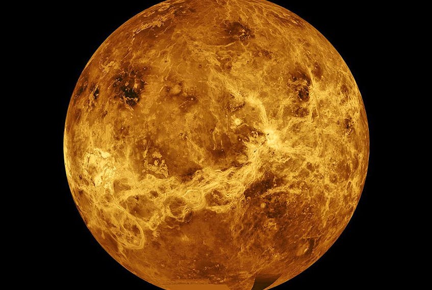 Data from NASA's Magellan spacecraft and Pioneer Venus Orbiter is used in an undated composite image of the planet Venus. 