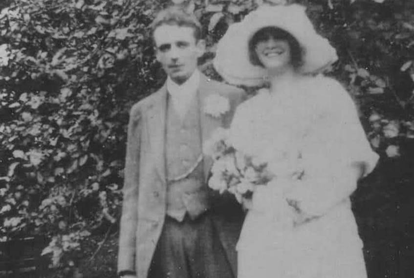 Violet and Cecil Ward on their wedding day in 1922.