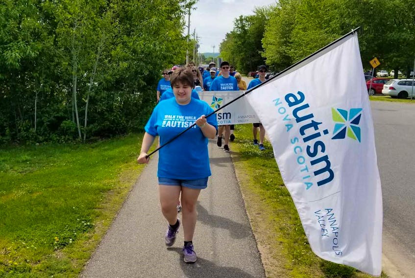 Kilby Ettinger leading 2018 Walk for Autism in the Annapolis Valley.