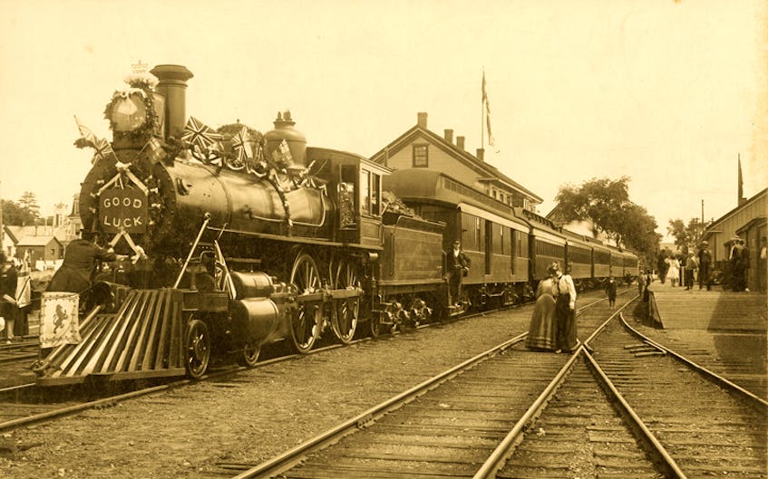 A Dominion Atlantic Railway locomotive is shown at the station in Kentville, on the railway’s inaugural run Oct. 1, 1894.
