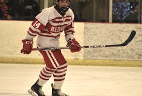Nathaniel Fuller of the Riverivew Redmen will play in his only Red Cup Showcase high school hockey tournament this week. The Sydney River native joined the Redmen after playing major midget with the Cape Breton Unionized Tradesmen last season. JEREMY FRASER/CAPE BRETON POST.