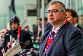 In this photo, Paul Boutilier of Sydney is shown coaching during the World Under-17 Hockey Challenge in 2017. He was the head coach of Team Canada Black for the tournament. PHOTO/HOCKEY CANADA