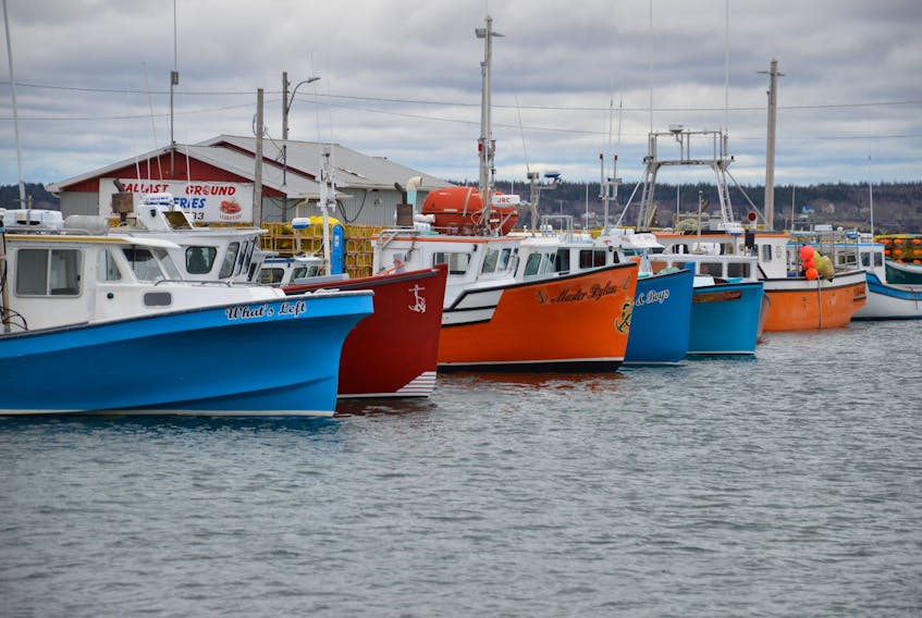 Lobster fishing boats are shown docked at North Sydney Wharf on Wednesday. Lobster season begins in area 27 on Friday and runs until July 15. JEREMY FRASER/CAPE BRETON POST 