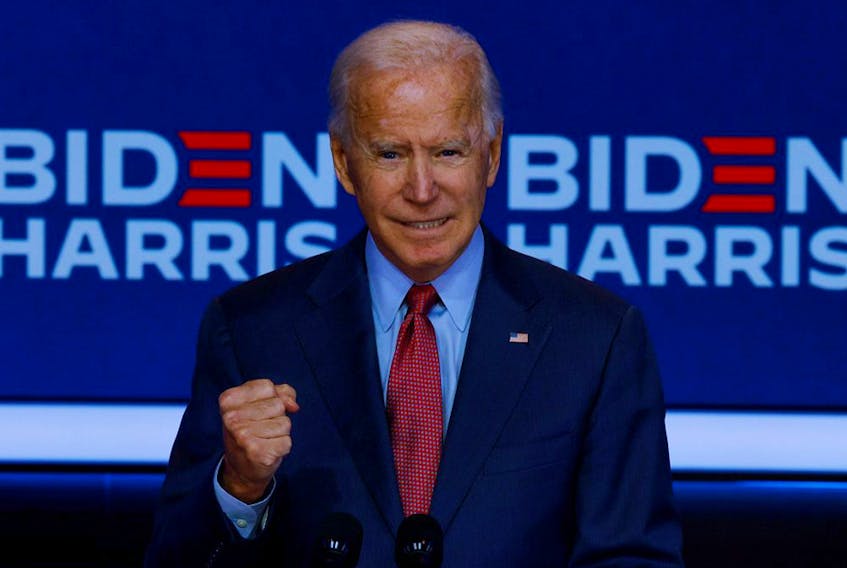 Democratic U.S. presidential nominee and former Vice President Joe Biden makes a statement in Wilmington, Delaware, U.S., October 28, 2020. 
