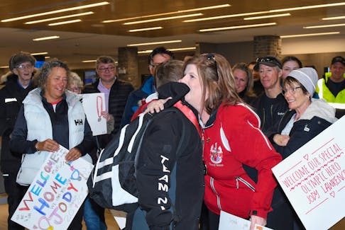 Crowds of well wishers were on hand to greet Jody Lawrence on his return from the 2020 Special Olympics Canada Winter Games in Thunder Bay. MIKE POWER/THE LABRADOR VOICE