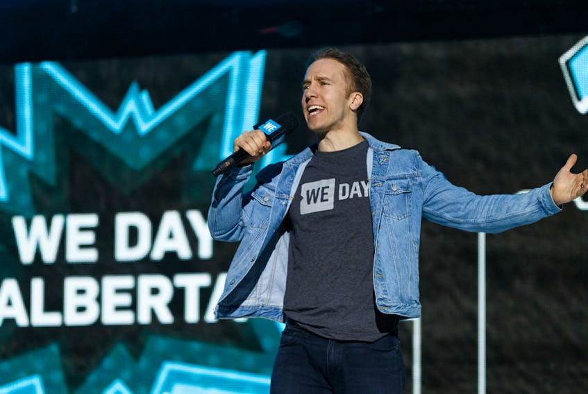 WE co-founder Craig Kielburger speaks during WE Day Alberta at Rogers Place in Edmonton, on Tuesday, Oct. 22, 2019.