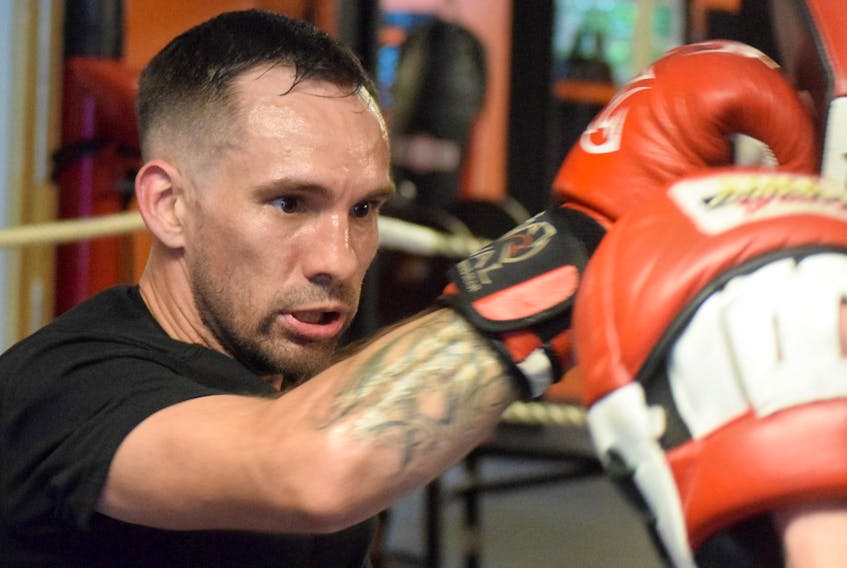 Morgan Donaldson was all business this week as he prepared for his big fight on Saturday night at the Rath Eastlink Community Centre. Donaldson will fight Jeff Cano of the Valley in the main event.