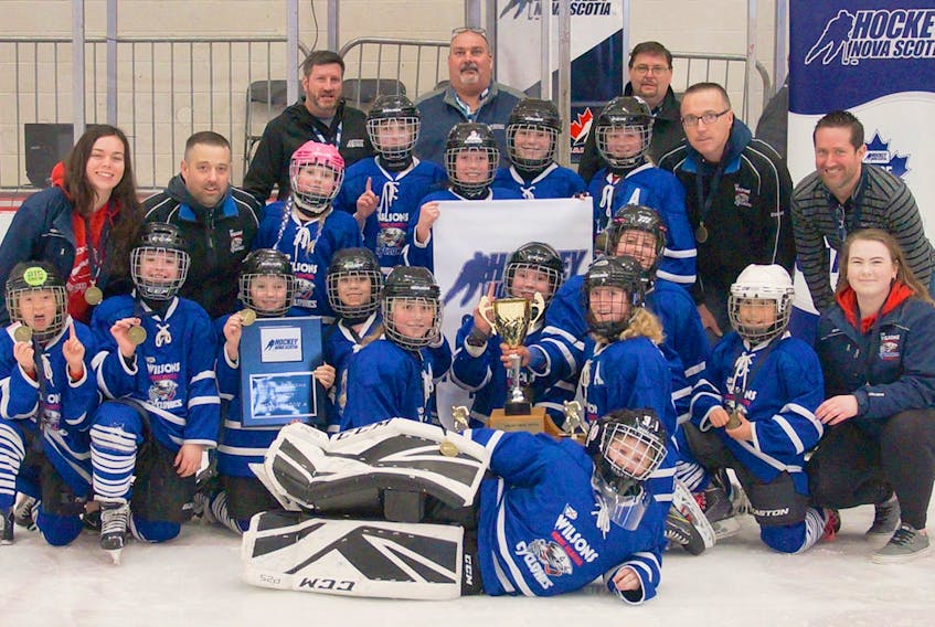 The Fundy Highland Wilson’s Home Heating Atom A Cyclones are Hockey Nova Scotia champions. The Cyclones blanked Metro East Inferno 5-0 in the provincial title game on April 14 in Truro.