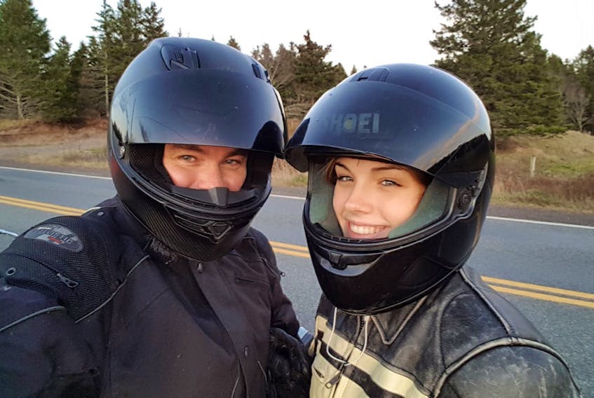 Marcel and Abigail during one of their recent motorcycle rides.
