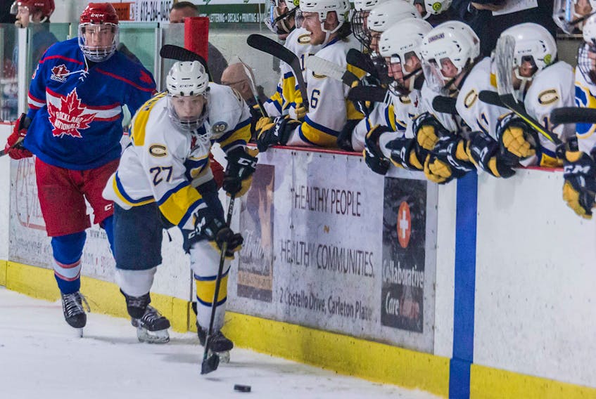 Cameron Patton, of Bible Hill, is enjoying a great rookie season with the Carleton Place Jr. A Canadians of the Central Canada Hockey League. Photo courtesy of Carleton Place Canadians