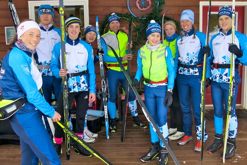 Assistant coach Lilla Roy (second from right) is helping to guide Nova Scotia’s cross-country ski squad through the Canada Winter Games in Red Deer from Feb. 15 to March 3.