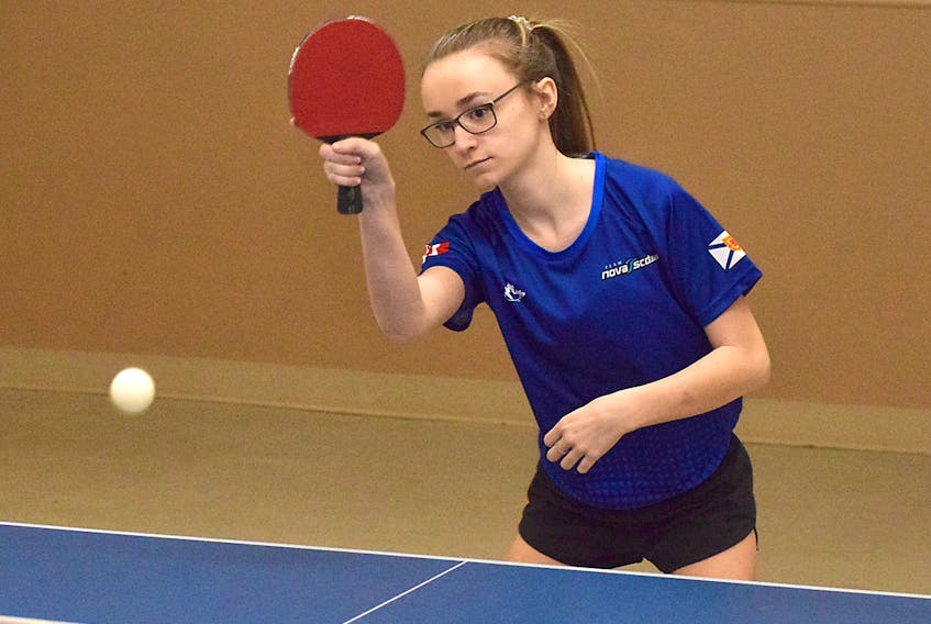 Stewiacke’s Kelsa Sibley will wear blue and white as a member of the Nova Scotia Canada Games table tennis team next week in Red Deer, Alta. The 17-year-old is the second member of her family to compete in table tennis at the Games, following her sister Lindsay who played in the 2015 event in Prince George, B.C.