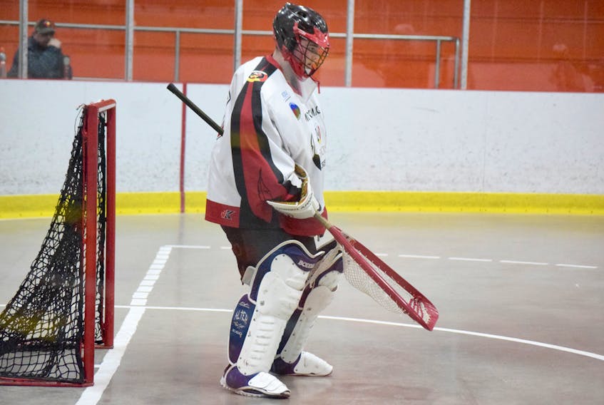 Connary McGee came up huge for the Mi’kmaq Warriors last Sunday, backstopping his team to an 11-10 victory over the New Brunswick Mavericks.