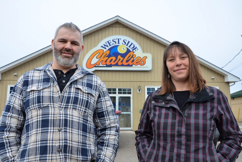Small Town Hustle Entertainment co-owners Immanuel Brewster of Kentville and Alexandra Rodgerson of Pubnico are promoting the Great Canadian Karaoke Challenge at West Side Charlie’s in New Minas. KIRK STARRATT