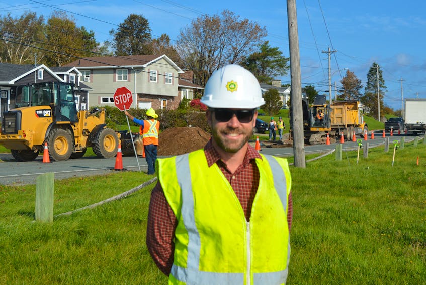 CBRM wastewater manager Matt Viva was all smiles on Tuesday as work finally began on upgrading the sewer system on the Westmount side of the south arm of Sydney harbour. DAVID JALA/CAPE BRETON POST
