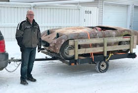 Ian Cassley of Calgary brought home his 1959 Austin-Healey Sprite on a small 6x8-foot utility trailer.  Contributed/Ian Cassley		