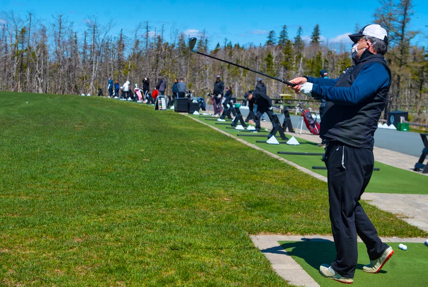 Geoff Hurley hits a shot at the Links at Brunello driving range on Thursday, May 14, 2020.
Ryan Taplin - The Chronicle Herald