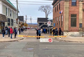 People lined up to access the pop-up rapid COVID-19 testing site on Central Avenue in Wolfville on Nov. 30. CONTRIBUTED