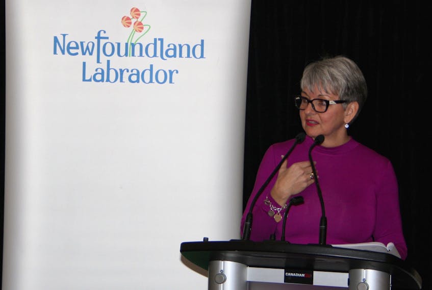 Karen McCarthy, vice president of communications with Fortis Inc., spoke on leading with purpose during a women’s leadership event in Marystown on Tuesday, Feb. 18. PAUL HERRIDGE/THE SOUTHERN GAZETTE