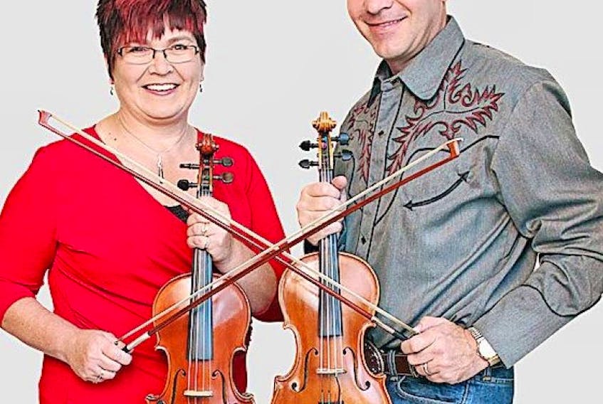 Kendra (Woods) Norris and Scott Woods will bring Twin Fiddle Express to St. Andrew’s-Wesley United Church in Springhill on Friday. Showtime is 7 p.m.