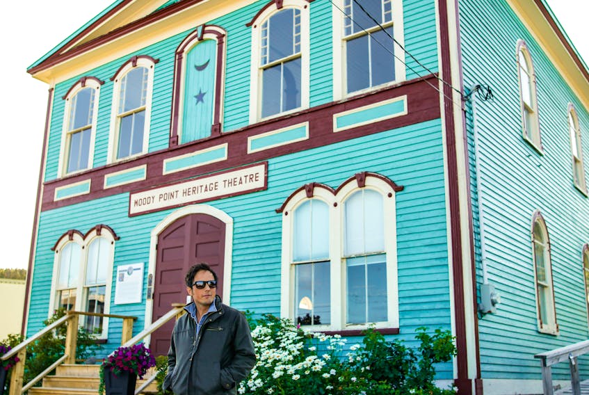 Jonny Harris outside the restored Woody Point Theatre in Woody Point, N.L.
Courtesy of CBC
