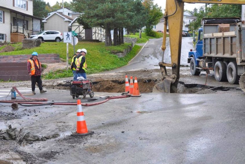 It will be this evening before a waterline break on Wellington Street in Corner Brook will be repaired.