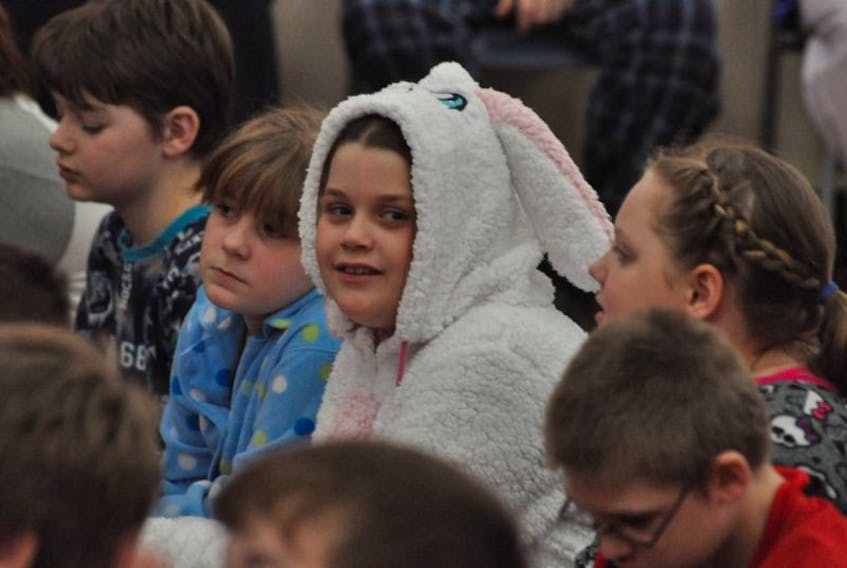 Hannah Russell was all comfy in her bunny onsie for the launch of the 33rd Janeway Children's Miracle Network Telethon at Sacred Heart Elementary in Corner Brook on Thursday.