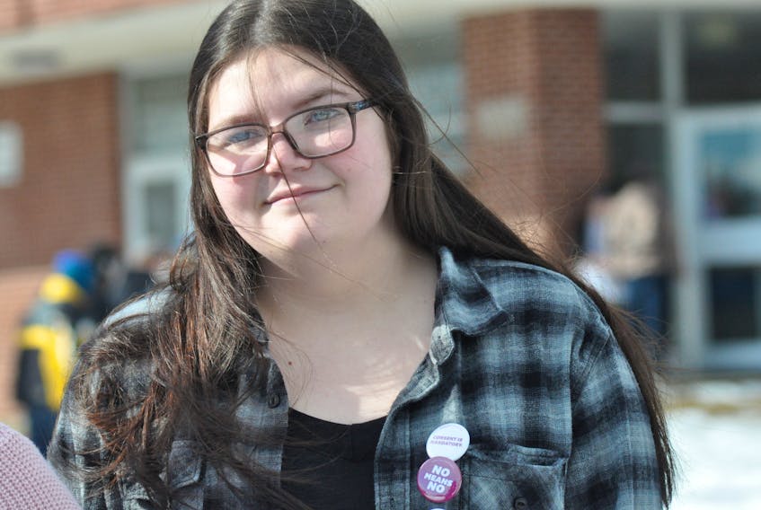 Faith Young was one of the people involved in a silent protest at Stephenville High School on Wednesday aimed at changing policy on sexual abuse and sexual violence in schools.