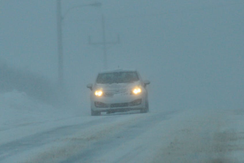 It wasn’t the greatest of driving conditions in Stephenville on Wednesday as traffic made its way around, including this vehicle seen traveling on the Hansen Highway with reduced visibility at the time.