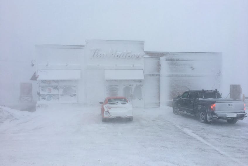 The Tim Hortons shop in Port aux Basques may have been barely visible, but it became a busy spot as one of the few food establishments with electricity during a power outage that struck the area Sunday.