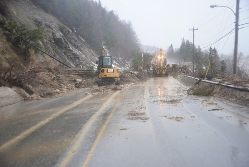 A landslide closed the highway to Benoit’s Cove for a period of time on Saturday.