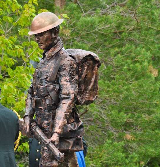 This maquette of a First World War soldier was used temporarily during the unveiling of The Danger Tree bronze sculpture at Grenfell campus, Memorial University in June 2016. A permanent bronze version will be installed there next July.