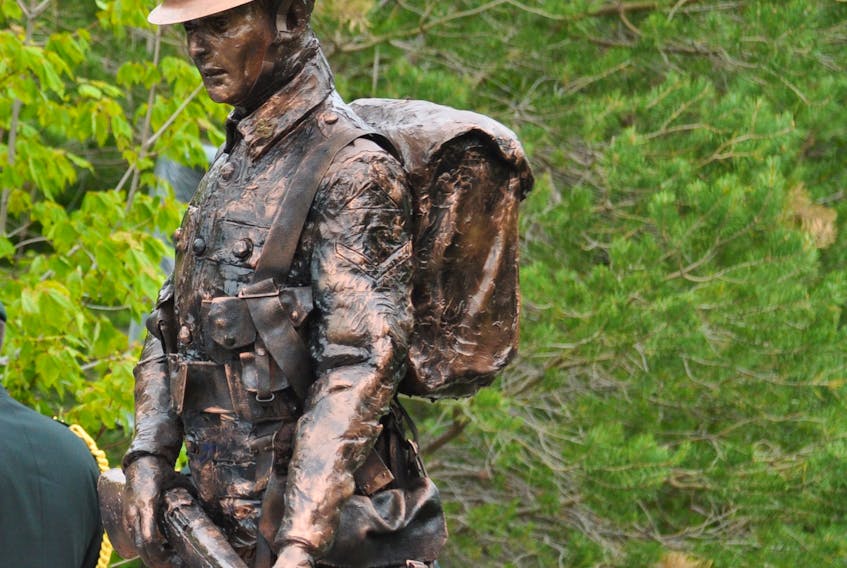 This maquette of a First World War soldier was used temporarily during the unveiling of The Danger Tree bronze sculpture at Grenfell campus, Memorial University in June 2016. A permanent bronze version will be installed there next July.
