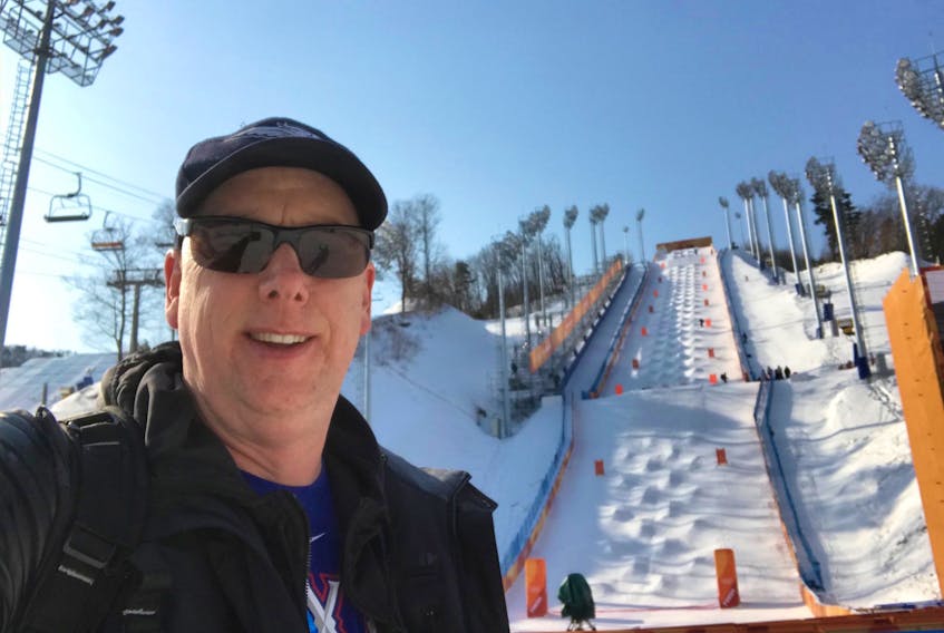 Corner Brook native Ian Hutchings poses for a photo at the 2018 Winter Olympics in Pyeongchang.