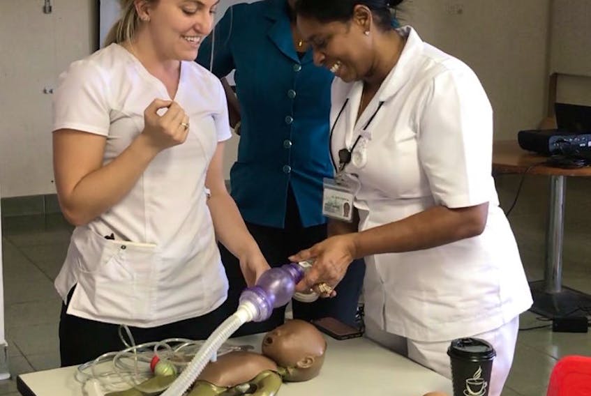Photo courtesy of Kayla Carey

Kayla Carey, a nurse at the IWK Health Centre in Halifax, is seen training medical professionals at St. Jude Hospital in Vieux Fort, St. Lucia. Carey, who is originally from Corner Brook, is part of Project Next Mile.