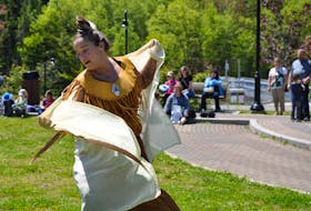 Marcella Williams of Flat Bay demonstrated fancy shawl dancing during a National Indigenous Peoples Day celebration at Margaret Bowater Park in Corner Brook on Thursday.