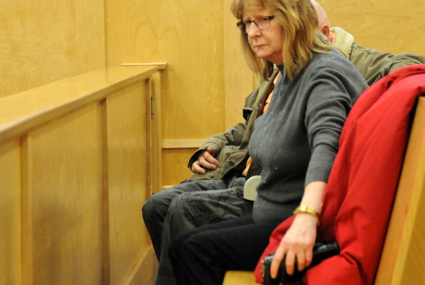 Neila Annett Blanchard sits in provincial court in Corner Brook, awaiting the resumption of the preliminary inquiry into the charge of dangerous driving causing death against her Friday afternoon.