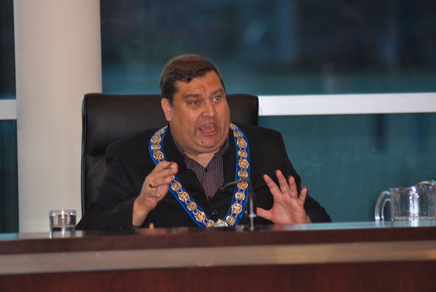 Mayor Jim Parsons speaks during Monday night's meeting of Corner Brook City Council at City Hall.
