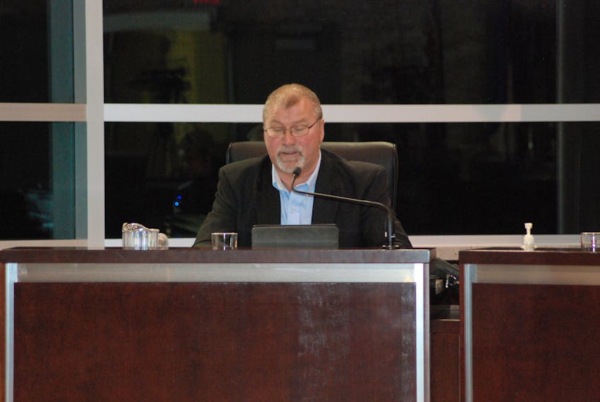 Coun. Tony Buckle speaks during Monday night’s meeting of Corner Brook City Council at City Hall.