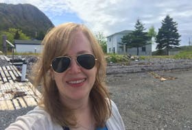 Corner Brook native Jennifer Thornhill Verma travelled to Little Bay East on the Burin Peninsula to conduct research for her upcoming book "Saltwater Cowboys: What Happened to Newfoundlanders When the Cod Fishery Closed." The house in the background was once owned by her grandfather.