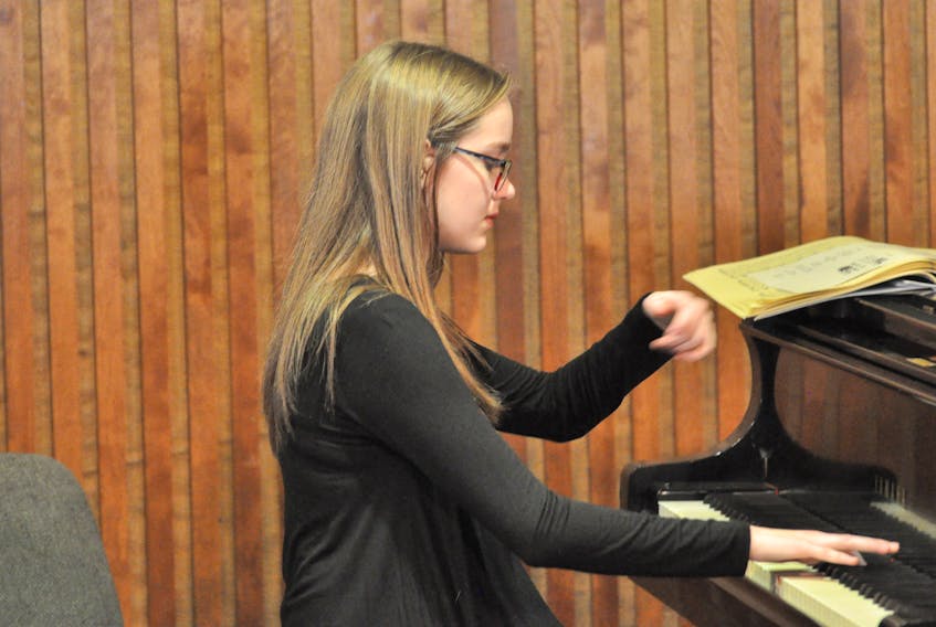 Gina Spencer, 16, played a piece by Robert Schumann during the Wintertide Music Festival children’s concert at the arts and culture centre in Corner Brook on Saturday.