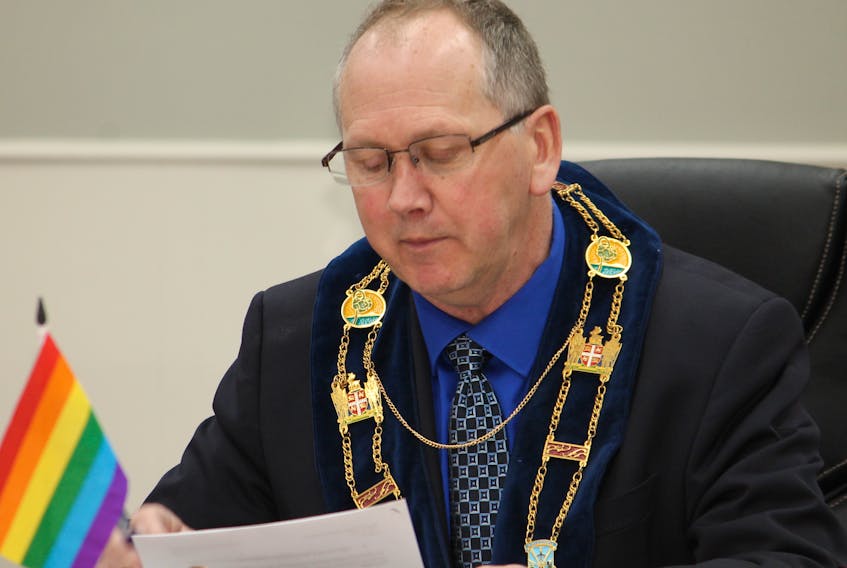 Mayor Tom Rose is seen at the regular general meeting of the Stephenville town council on Thursday at noon hour.