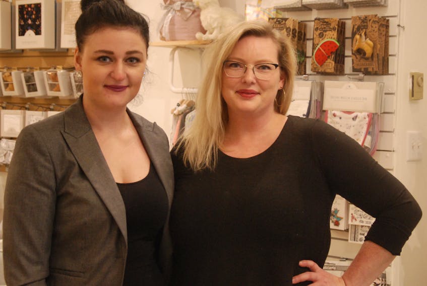 Diana Reid, left, shop manager, and Christy Atkins Jure, owner, in the newly opened Birch & Berries in the Broadway Mini Mall in Corner Brook. The specialty boutique carries items for moms, babies and children.