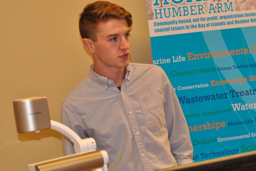 Jack Daly, a graduate student from Memorial University in St. John's, spoke at an ACAP Humber Arm Coastal Matters presentation at Grenfell Campus in Corner Brook on Thursday. Daly spoke on research he's been doing the Canada-EU Comprehensive Economic and Trade Agreement (CETA) and its implications for Newfoundland's fisheries.