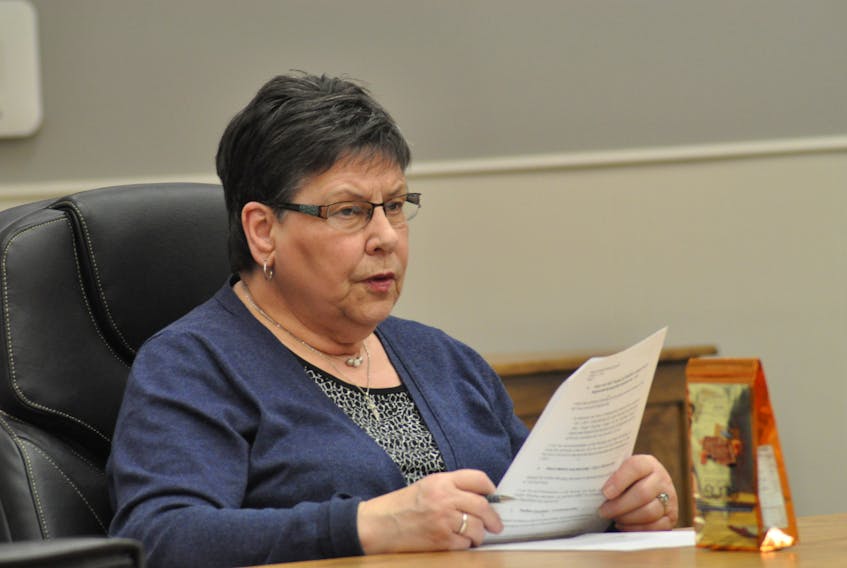 Coun. Laura Aylward at Thursday’s regular general meeting of the Stephenville town council.
