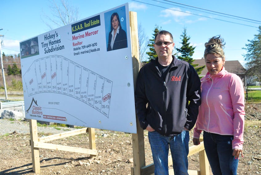Sean and Renee Hickey at their Hickeys' Tiny Home subdivision development on Brook Street in Stephenville.