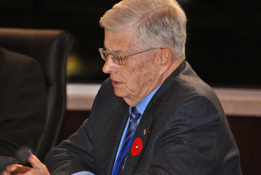 Corner Brook Councillor Bernd Staeben is seen during Monday night's council meeting at city hall.